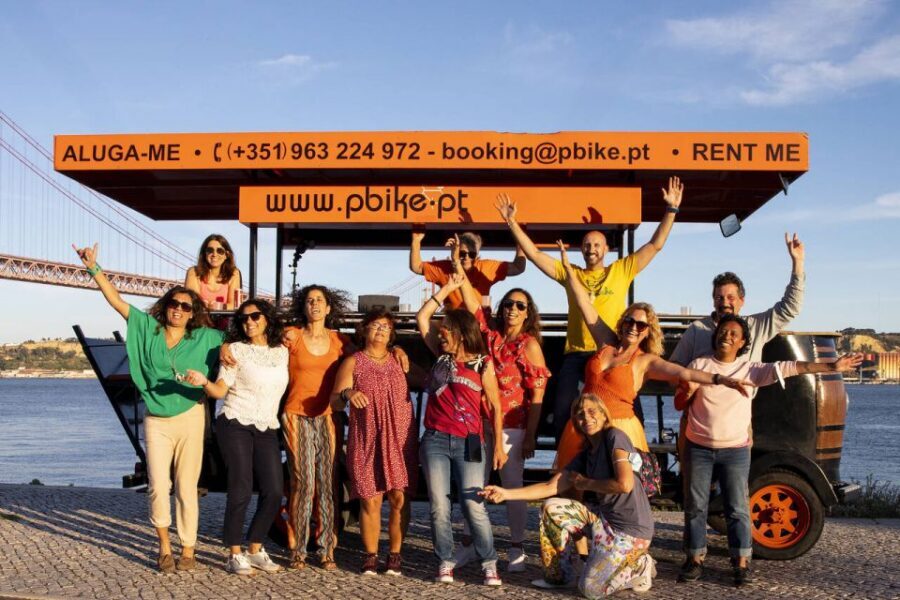 Lisbon: Fun Beer Bike by the Seafront - Your Playlist With Bluetooth: Making It Feel Like Your Party