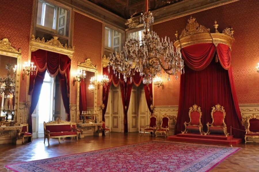 Lisbon: Private Historical Tour to Queluz and Ajuda Palaces - Ajuda Palace in Belém: crystal chandeliers and royal symbolism