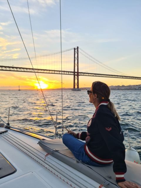 Lisbon: Private Sunset Cruise with Portuguese Wine - The middle of the cruise: bridges and big waterfront geometry